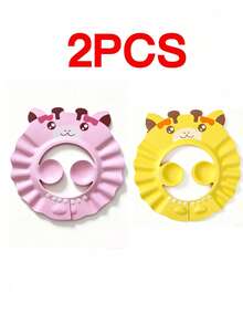 1/2/4pcs Adjustable Waterproof Shower Cap With Ear Protection, Cute Cartoon Design, Soft EVA Bathing Accessory - Multicolor - View 9