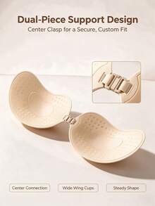 Women's Solid Color Adhesive Lift Bra (Mango Shape/Strapless), Plant-Based Adhesive, Breathable And Gentle, Non-Irritating, Push-Up Invisible Adhesive Bra, Buckle Closure For Unrestricted Wear, Reusable, Suitable For Evening Gowns, Date Wear, Wedding Photography And Bridesmaid Outfits - A - View 6