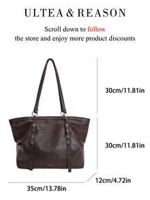 1pc Solid Color PU Leather New Women's Backpack, Shoulder Bag, Tote Bag, Fashion Square Handbag, Square Bag, Suitable For Commuting, Shopping, Dating - Coffee - View 8