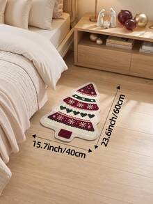 DAJIANG 1pc Christmas Tree Shaped Rug, Kitchen Rug, Hallway Rug, Area Rug, Suitable For Bathroom, Kitchen, Indoor, Hallway, Bedroom, Living Room, Bedside, Machine Washable, Easy To Clean, Non-Slip Back, Bedroom Decor Rug, Autumn/Winter Style - Multicolor - View 14