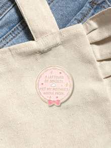 Bros/Pin Enamel Kutipan Manis Klasik dengan Ukiran Emas dan Pita, Lencana Logam Bulat untuk Dekorasi Tas dan Pakaian - Baby Pink - View 4
