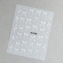 2件裝可愛白色蝴蝶結緞帶設計 薄型彈性3D美甲貼紙 自黏式浪漫婚禮蝴蝶結美甲貼花 DIY美甲裝飾 可貼於指甲 - 白色 - 查看 7