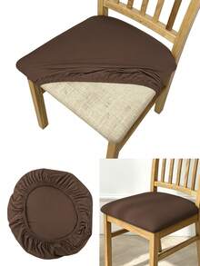 بطانية مقعد كرسي الطعام المرن والقابل للتمدد | مادة حرير الحليب القابلة للتنفس، بطانية وسادة الكرسي القابل للإزالة والغسيل، حامي مقعد الطعام العالمي. - بني غامق - مشاهدة 4