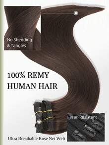 DNE HAIR 7pcs 120G 4# Medium Hair Clip-In Extensions, Double Layer Invisible Hair Curtain, Remy Hair, Seamless Soft Thick Ends, Anti-Shedding Reusable, Suitable For Fine Hair, Salon Daily Wedding Party Styling, For Women And Girls - S2 - View 3
