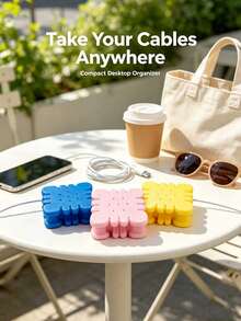 3 PiecesSet - Creative Biscuit Data Cable Storage Rack, Biscuit Shape Data Cable Storage, Cute Sandwich Biscuit Storage, Portable Cable Organizer And Decorations For Data Cable, Small Cable, And Wire Storage, Backpack Hanging Decoration, - View 2