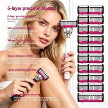 6-Layer Manual Razor Kit, 2 Ergonomic Razor Handles And 18 Replacement Refill Blades, Shaving Grooming Tool For Men & Women - Multicolor - View 5