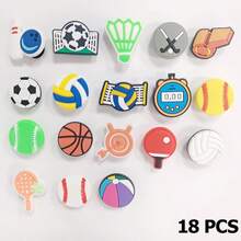18 Buah Hiasan Sepatu Bola Olahraga Campuran, Berbagai Bentuk Bola, Dekorasi DIY, Ornamen Sepatu Sporty - MultiWarna - View 9