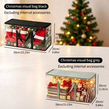 2pcs Clear PVC Christmas Storage Bag With Reinforced Handles Zipper Holiday Decor Organizer For Xmas Lights Wrapping Paper Party Tableware Ornaments Travel Festive Supplies Storage Container - Multicolor - View 15