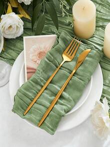 6/12/24/48pcs Gauze Cheese Cloth Napkins, 50 X 50cm Crinkled Dinner Napkins, Rustic Boho Table Decor Napkins For Wedding Party Events Home Dining - Green - View 6