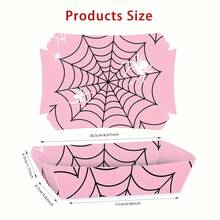 12 Pink Spider Web Paper Fry Boxes, Disposable Fry Boxes In Two Pink Tones With Cute Spider Web Prints, Sturdy & Convenient Takeout Containers, Ideal For Burgers, Fries, Sandwiches, Picnics, Parties & On‑The‑Go Treats - Pink - View 10