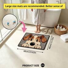 1pc Dog Pattern Microfiber Bathroom Mat, Bathroom Floor Mat, Bathroom Bath Mat, Absorbent Mat, Bedroom Bedside Rug, Entryway Door Mat, Plush Skin-Friendly Cold-Insulating Mat, Non-Slip Super Soft Bath Mat, Door Mat, Bathroom Absorbent Mat, Machine Washable, Low Pile, TPR Backing, Knitted Fabric, Suitable For Bathroom, Bedroom, Kitchen, Entryway, Indoor And Outdoor Use, Bathroom Accessories And Decor, Perfect Housewarming Gift - A - View 13