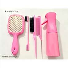 1pc Random Pink Comb Set Series, 9-Row Nylon Cushion Styling Comb, Tail Comb, Suitable For African Hair Types Including Curly, Wavy, Coiled, Wet/Oily/Coarse Hair, Easy To Detangle Curly Hair, Suitable For African American 3a To 4c Curly/Coiled Hair - Multicolor - View 10