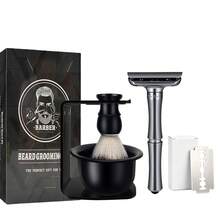 Men's Adjustable Double Edge Safety Razor, Classic Manual Shaving Razor, Smooth Close Shave, Easy To Clean, Durable Design, Black & Silver - Multi-color - View 10