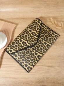 Fashionable Leopard Print Handbag, Large Capacity Portable Phone And File Lipstick Handbag, Suitable For Outdoor And Travel - Coffee - View 3