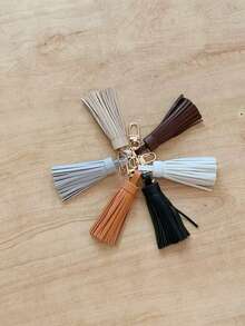 Leather Tassel Bag Charm, 6 Assorted Colors - Multicolor - View 4