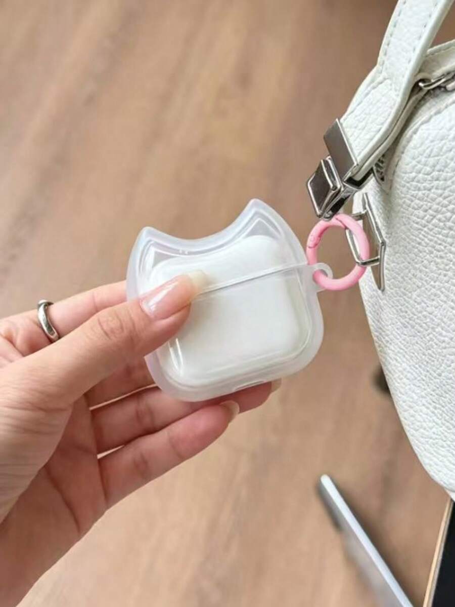 Dustproof & Shockproof Cat Earphone Case, With Keychain, Anti-Scratch & Anti-Shock, Compatible With AirPods 5 4/3/2/1/Pro/Pro2/Pro3 - Clear - View 1