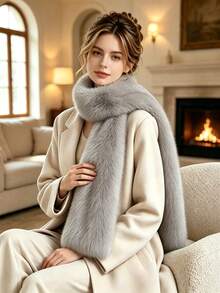 Faux Fur Scarf For Women, Luxury Fluffy Long Neck Wrap, Elegant Plush Scarf, Winter Warm Accessory For Coat Matching - Multicolor - View 13