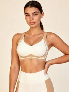 Lilivine Women's Colorblock Wireless Tank Bra, Elegant And Comfortable Lingerie - White - View 3