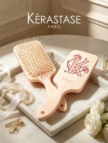 Kérastase Kash Pink Square Cushion Hairbrush, ABS Handle, TPR Bristles, Detangling Scalp Massage Hair Care Accessory Gift - Pink - View 8