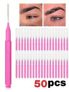 5/20/50/100/200pcs Multi-Function Mini Eyelash Curlers, 2-In-1 Flexible Eyelash & Eyebrow Brushes, Portable Eyelash Extension & Eyebrow Styling Cleaning Reusable Beauty Tools - Rose Red - View 12