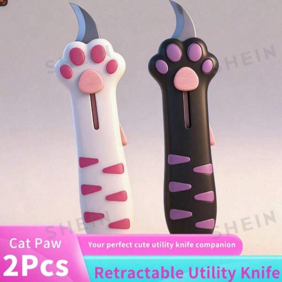 Mini Portable Folding Knife, Alloy Steel Blade, Cute Cat Paw Design, Practical Pocket Knife, Suitable For Crafts, Office, Packaging, Scrapbooking, Ideal Small Gift For Craft Enthusiasts - View 1