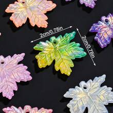 50Pcs Thanksgiving Maple Leaf Acrylic Pendants, 20mm AB Color Fall Leaf Charms, Colorful Autumn Loose Beads For DIY Jewelry Making & Crafts Supplies - Random Color - View 3