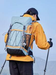 CAMEL CROWN Professional Outdoor Bucket Style Mountaineering Backpack, Large Capacity Travel Shoulder Backpack For Hiking And Mountain Trekking - Dusty Blue - View 3