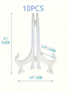 10件 3"/4"/6" 透明塑膠畫架盤架，可用於展示照片或圖片，適合婚禮、居家裝飾、生日、派對、桌面裝飾，也適用於餐具、藝術品、證書、座位卡、海報、信封及其他物品 - 透明 - 查看 12