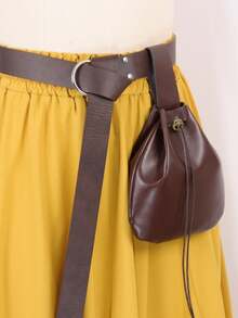 2PCS Vintage Medieval PU Leather Belt & Waist Bag Set, Drawstring Side Bag With Long Tail Belt, Renaissance Pirate Witch LARP Cosplay Halloween Costume Accessory - A - View 4