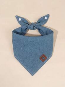 Polyester Casual Style Pet Scarf, Cute Paw Print Pattern, Suitable For Small And Medium Cats And Dogs Pet Accessories, Suitable For Outdoor And Daily Wear (Not Suitable For Large Dogs) - Teal Blue - View 2