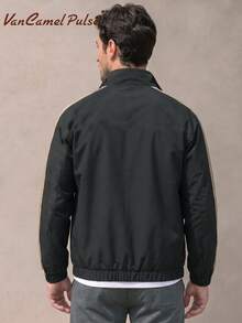 Vancamel Pulse Men's Reversible Outdoor Casual Sports Jacket, Spring/Autumn, Minimalist Versatile Lapel Collar Jacket - Black - View 3