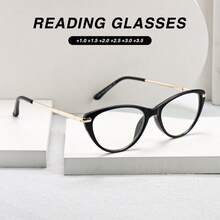 1pc Cat Eye Leopard Print Vintage Reading Glasses, Fashion Retro Design, Metal Spring Temple For Premium Quality, Pink Leopard Colorway, Stylish Daily Wear - Black - View 1
