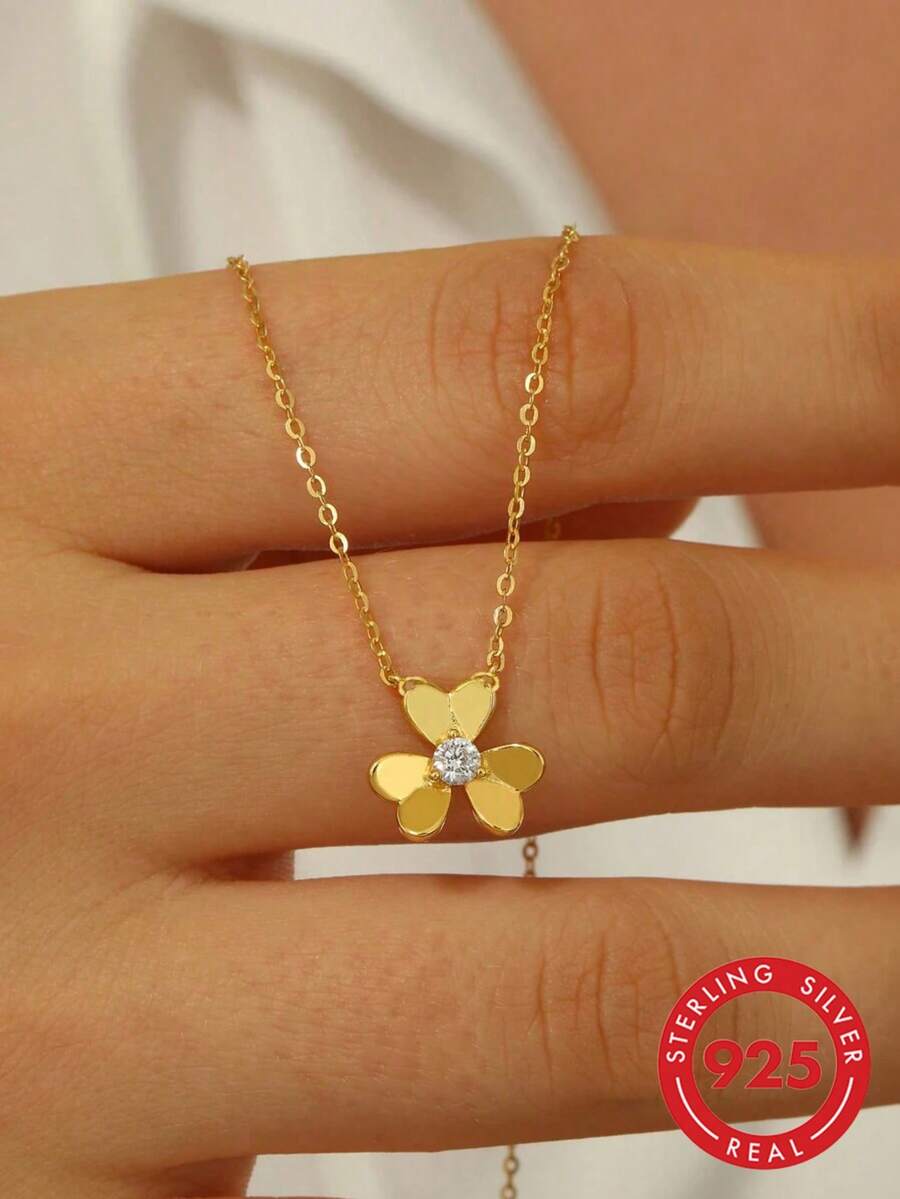 1 buah Kalung Liontin Daun Semanggi Keberuntungan Perak Sterling S925 dengan Suasana Lembut dan Mengkilap, Desain Unik, Rantai Tulang Selangka Minimalis Elegan yang Indah, Serbaguna untuk Sehari-hari, Kencan, Perjalanan, Liburan, Hadiah Aksesori yang Dipersonalisasi untuk Pacar, Sahabat - Semanggi - View 1