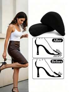 2 Pairs/Women's High Heel Shoe Toe Fillers Soft Comfortable Anti-Friction Foot Slide Half Size Insoles - Multicolor - View 4