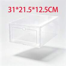 1/4Pcs Clear Drawer Shoe Boxes, Transparent Slanted Texture Plastic Shoe Storage Organizer With Round Pull Hole, Stackable Dustproof Shoe Container For Closet Sneaker Storage - View 2