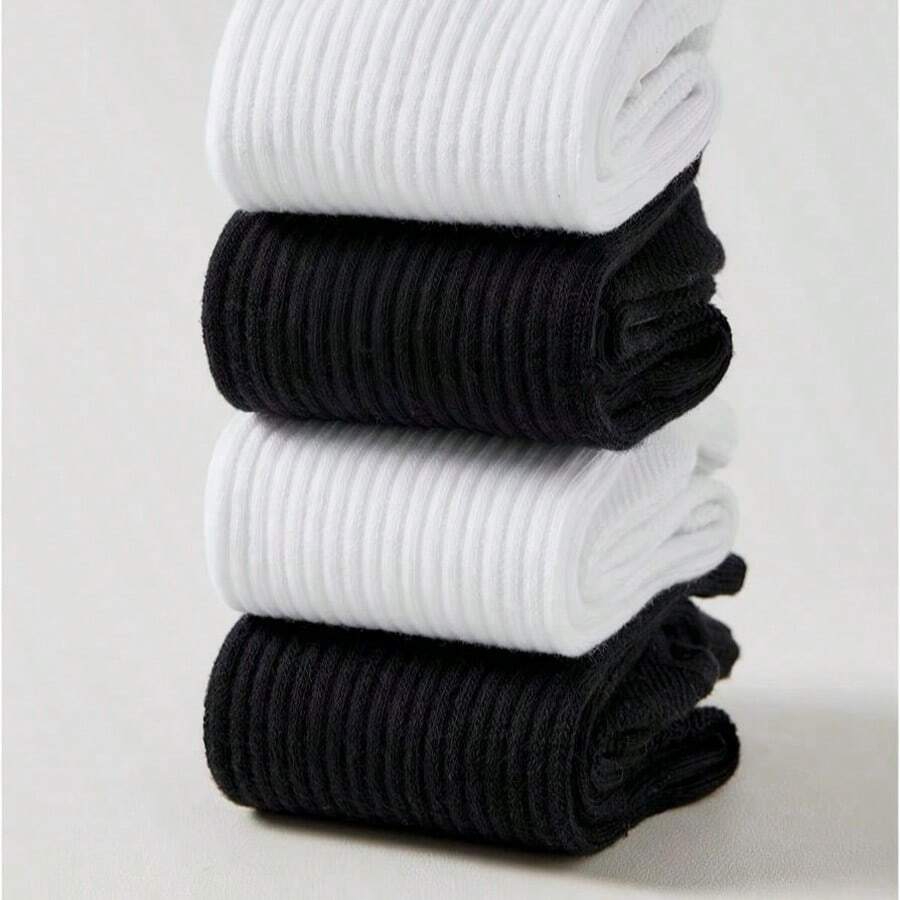 5/10/15/20 Pairs Men's Pure White Minimalist Socks, American Style, Moisture-Wicking & Breathable, Suitable For Daily Wear, Running And Sports, Suitable For Couples - Multicolor - View 1