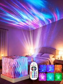 1 buah Lampu Proyeksi Gelombang Air 16 Warna, Kontrol Jarak Jauh & Kontrol Sentuh Ganda - USB Plug & Play (Baterai Tidak Termasuk), Efek Cahaya Dinamis RGB, Lampu Malam Kubus Kristal, Lampu Samping Tempat Tidur Kamar Tidur, Lampu Proyeksi Impian, Cocok Untuk Kamar Tidur, Ruang Bermain, Pesta - Proyektor persegi - View 8