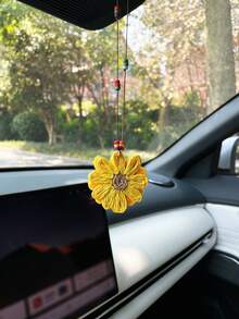 Creative Flower Car Hanging Ornament, Rearview Mirror Hanging Decoration, Car Interior Hanging Accessory, Car Rearview Mirror Decorative Pendant - A - View 15