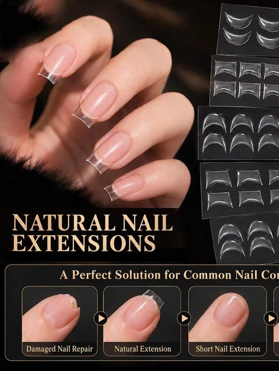 1 miếng dán móng nghệ thuật kiểu French tip trong suốt tàng hình, 6 kiểu dáng, phù hợp để sửa móng và nối móng, decal nghệ thuật móng gel UV - Nhiều màu - Xem 1