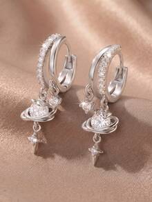 2pcs/Set Sweet & Cool Style Women's Earrings, Suitable For Daily Wear, Commute, Dating, Party And Gift - Planet - View 5