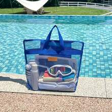 1pc Beach Mesh Tote Bag, Foldable Breathable Large Capacity Toiletry Storage Travel Handbag, Transparent Storage Bag, Multi-Functional Storage Bag, Mother And Baby Supplies Storage Bag - Multicolor - View 12