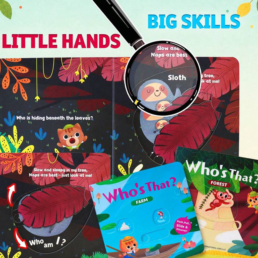 16*16cm Push-And-Pull Interactive Discovery Reading Game, Forest & Farm Theme Sliding Activity, Hidden Surprise Exploration, Builds Observation, Focus, Cognitive Skills & Family Learning Fun - Push-and-pull Interactive - View 1