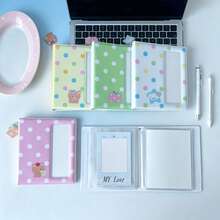 1pc Kawaii Polka Dot 3 Inch Photocard Album, Single Pocket Mini Card Collection Binder With Cute Cartoon Animal Pendant, Portable Idol Photo Card Holder For 3" & Small Cards - Multicolor - View 9