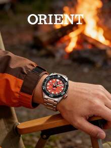 Men's ORIENT Automatic Dive Watch, Solid Stainless Steel Bracelet, Eye-Catching Bright Orange Dial, Unidirectional Rotating Bezel For Daily Wear - Orange - View 3