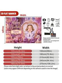 Latar Belakang Foto & Nama Kustom Kastil Berkilau Ungu untuk Ulang Tahun dengan Unicorn, Kotak Hadiah, Cermin Ajaib, Balon, Kue, Desain Bunga, Cocok untuk Pesta Ulang Tahun Bertema Putri, Dekorasi Latar Belakang Foto untuk Acara Cake Smash, Banner Vinyl Fotografi - Purple - View 5