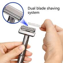 Men's Razor Kit With 150 Edge Blades, Classic Reusable Metal Shaver For Smooth Close Shaving, Beard And Face Grooming Gift Set For Men - Multi-color - View 9
