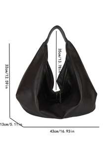 High End Fashionable Lazy Style Women's Tote Bag, Simple And Versatile PU Material Large Capacity Storage Shoulder Bag/Armpit Bag - Coffee Brown - View 6