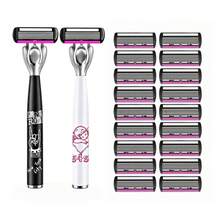 6-Layer Manual Razor Kit, 2 Ergonomic Razor Handles And 18 Replacement Refill Blades, Shaving Grooming Tool For Men & Women - Multicolor - View 10