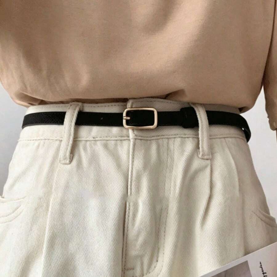 1pc Thin Waist Belt Women's Belt & Pants Belt - Black - View 1