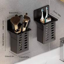 [Toothbrush Holder]Toothbrush Holder Bathroom Wall-Mounted Toothbrush Storage Rack Bathroom Storage Shelf Multi-Function Toothpaste Toothbrush Holder Bathroom Accessories - Multicolor - View 2